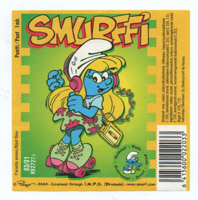 Sinebrychoff Kerava SMURFFI-etiketti. 2001