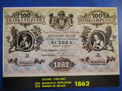 SUOMISETELI POSTIKORTTI - 100 MK 1862 (K15-S109)