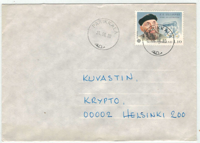 1980 Eurooppa 1,10mk loistoleimainen kirje PARIKKALA-80