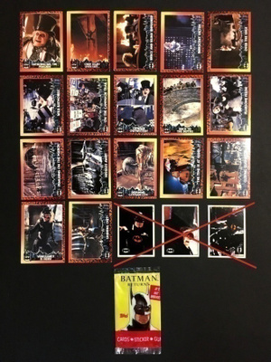 17kpl Batman Returns kortteja +kääre (Topps 1992)