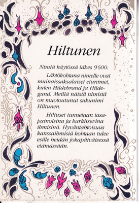 Hiltunen. sukunimikortti. e278