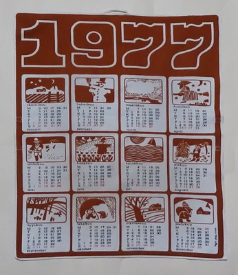 Kalenteripyyhe vuosi 1977
