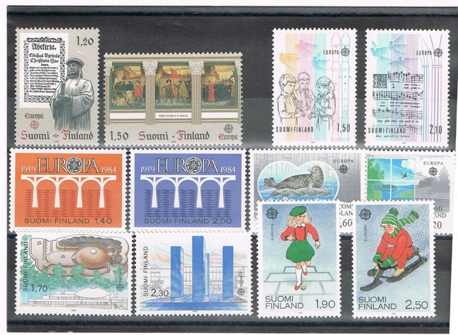 1982-89  Europa CEPT merkkejä 12eril  ++  Lape 17e