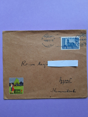 Vanha postilähetyskuori joulumerkillä