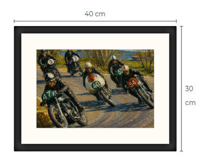 Uusi TT moottoripyörä art print kehystetty 30 cm x 40 cm