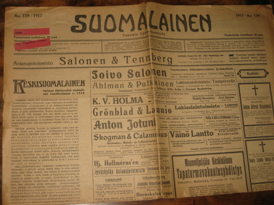 Sanomalehti:   Suomalainen 28.12.1917