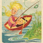 kortti Kalastus - erilaisia vanhahkoja taidekortteja - pikkukuva 2