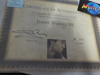 JIMMY BARNES BOKSIN SERTIFIKAATTI NIMMARILLA