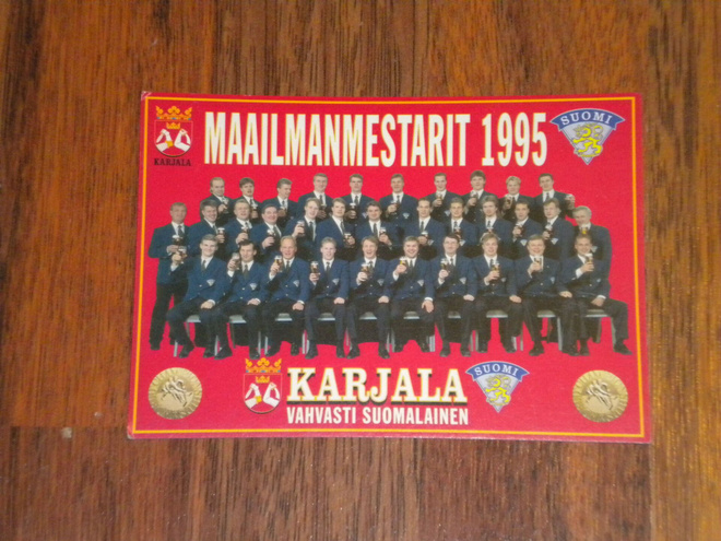 postikortti: jääkiekko Maailmanmestarit 1995