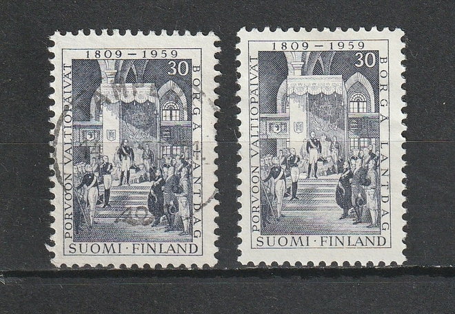 1959 30mk Porvoon valtiopäivät-merkki leimattuna ja **