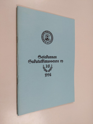 Satakunnan sukututkimusseura ry. 30 : 1994
