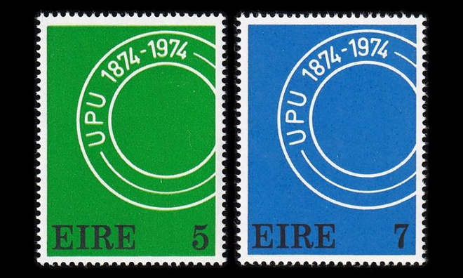Irlanti 309-10 ** Maailmanpostiliitto 100v (1974)