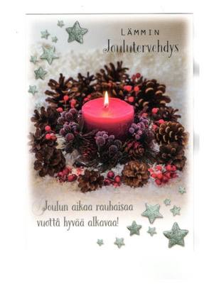KYNTTILÄ ..."°LÄMMIN JOULUTERVEHDYS...."° -KORTTI / Karto