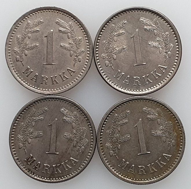 4x 1 Markka 1921-1924 - hyväkuntoinen sarja!