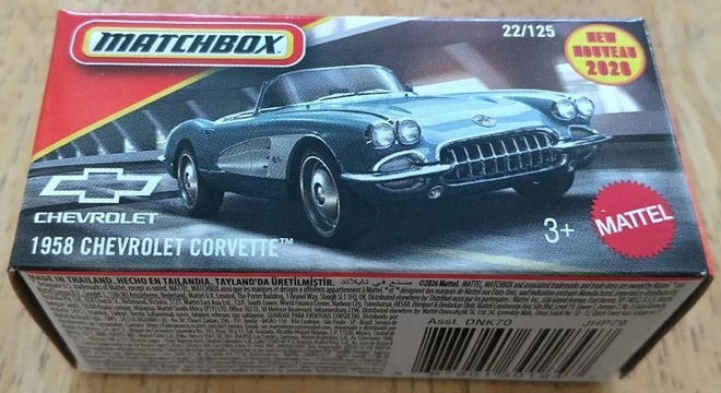Chevrolet Corvette C1 Convertible Blue 1958 Matchbox 1:64