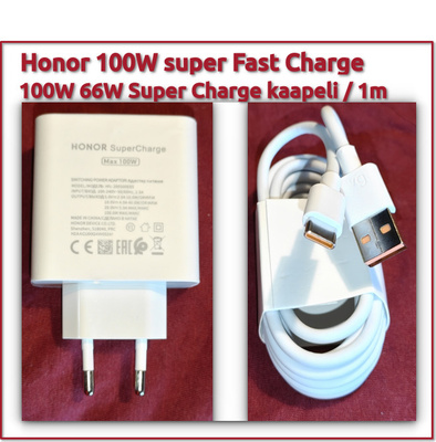 Honor 100W SuperCharge USB-C laturi + 6A kaapeli #31961