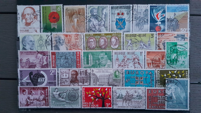 BELGIA VANHEMPAA n.1960-l LEIMATTUJA postimerkkejä 30 kpl