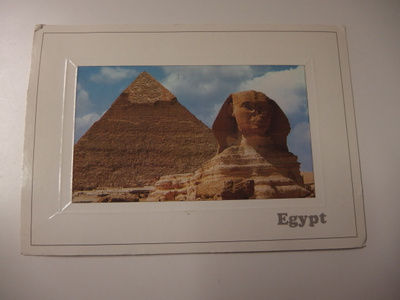 Postikortti Egypti , pyramidi ja sfinksi