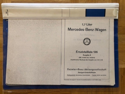 Mercedes-Benz varaosaluettelo 170 V, W136, 1936