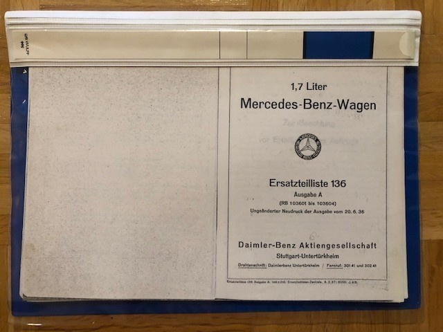 Mercedes-Benz varaosaluettelo 170 V, W136, 1936