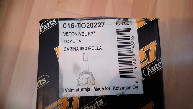 Toyota Vetonivelen suojakumi K27 016-TO20227 822001