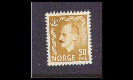 Norja 414 ** Haakon VII 50 öre kell.ruskea (1957)