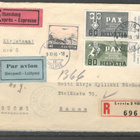 v. 1945 kirje Sveitsistä Suomeen, lipukkeita, leimoja, jne. - pikkukuva 1