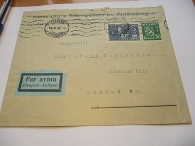 1937 Hki lentopostikuori Lontooseen