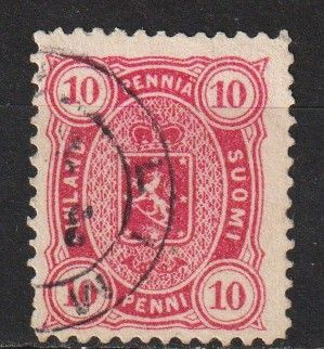 1885 10p punainen Vaakuna-merkki leimattuna