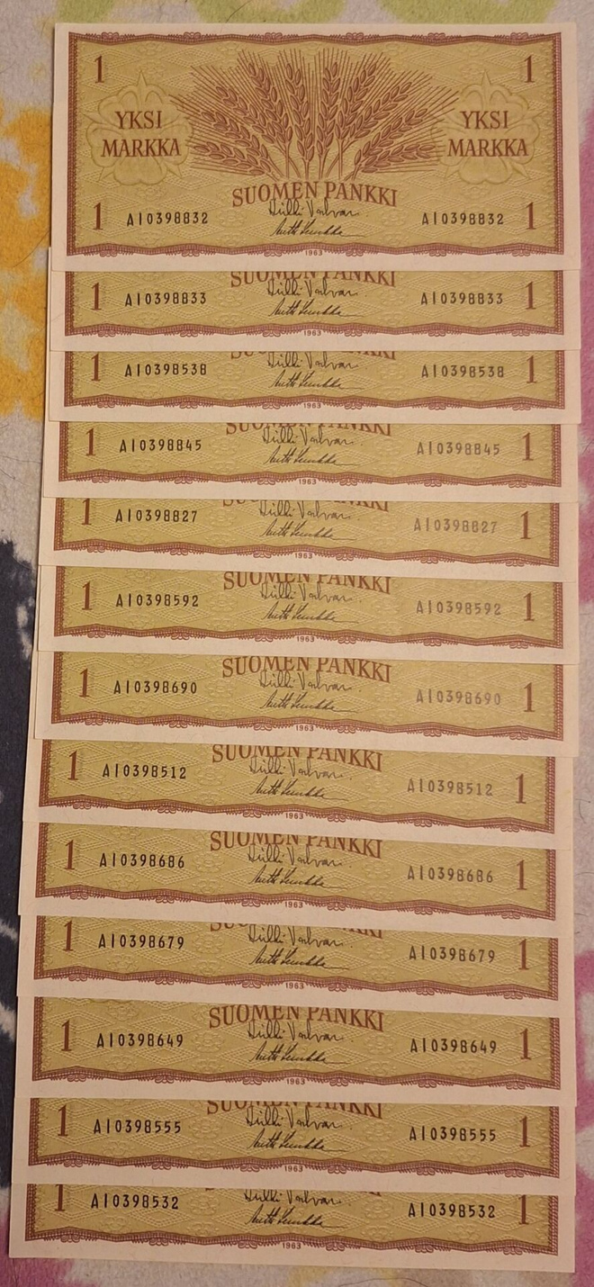 1mk setelit 1963. 13kpl.