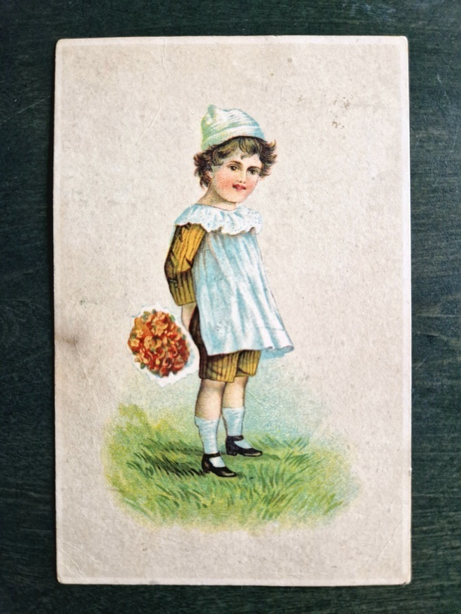 Vintage pikkutyttö postikortti 1930-40-luvulta