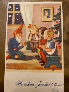 Aito vanha joulukortti 1940-luvulta