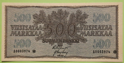 TÅHTI 500 mk 1955 A0003974** Kunto 9+. Harvinainen.