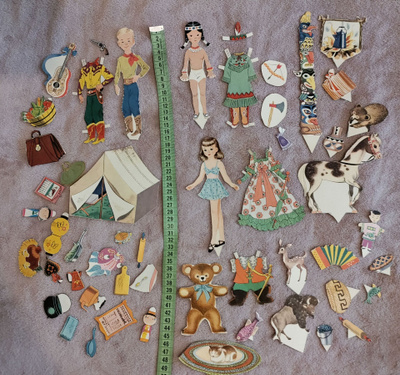 Paperinuket lapset ja nalle 1940-50-luku
