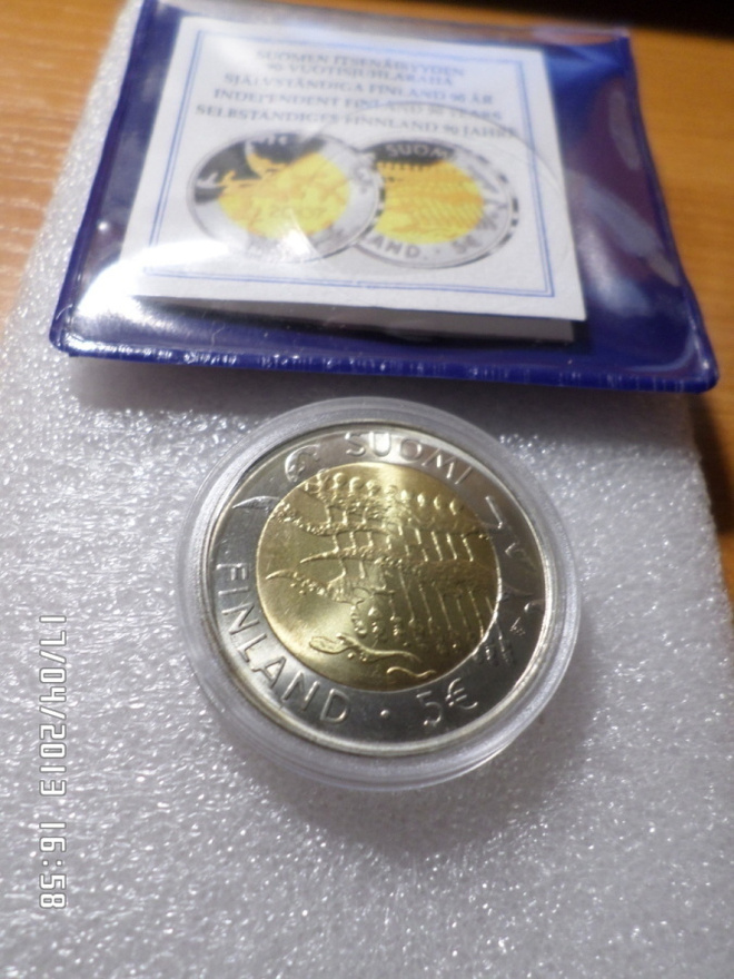 5 Euroa Suomen itsenäisyyden 90-vuotisjuhlaraha    2007