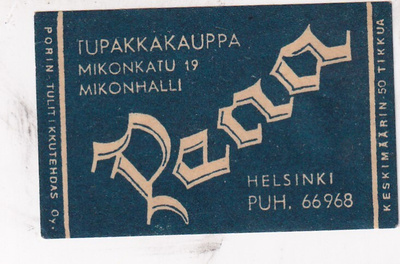 Helsinki, Tupakkakauppa Pena . s54