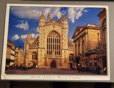 Bath Abbey West Front, postikortti Englannista