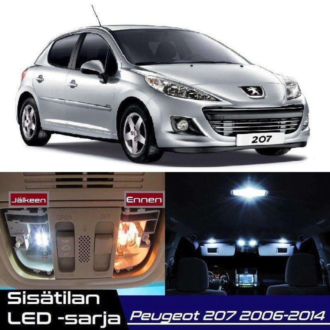 Peugeot 207 Sisätilan LED-sarja 8-osainen