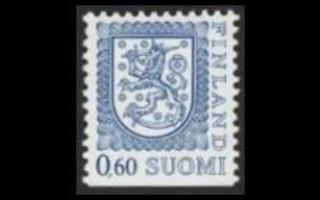 760IIIDx ** Leijonamalli 0,60 mk typ III, 3-ham, x-pap (1975