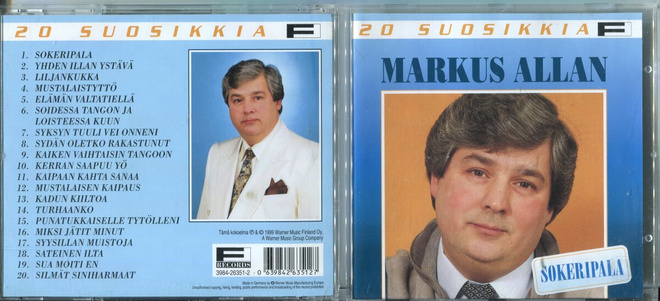 MARKUS ALLAN . CD-LEVY . 20 SUOSIKKIA . SOKERIPALA