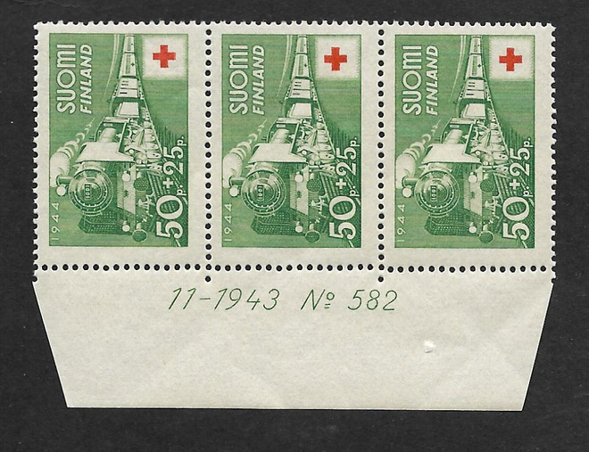 Punainen risti 1943 0,50+0,25 (LAPE 3x278) ** numerorivilö