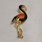 Vintage emaloitu flamingo-rintaneula, linturintaneula - pikkukuva 1