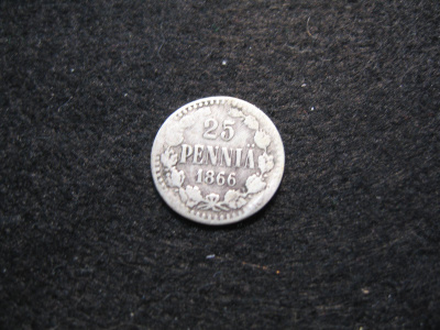 25 penniä 1866 - hopeaa