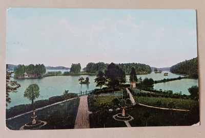 Viipurin mlk, Rättijärvi, puistoa,saari, silta, 1915 + sens.