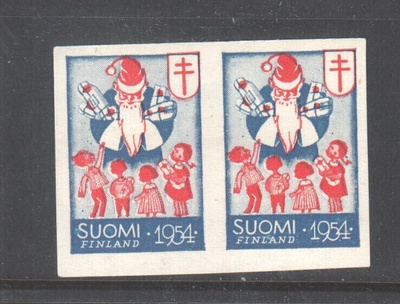 Tub joulumerkki 1954 Hammastamaton pari.