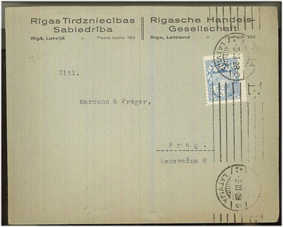 Latvia Mi 105 kirje Tsekkoslovakiaan
