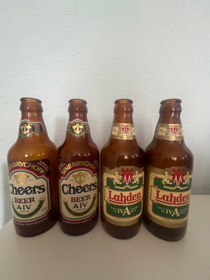 Vintage olutpullot – Sinebrychoff Cheers & Lahden IVA, 4 kpl