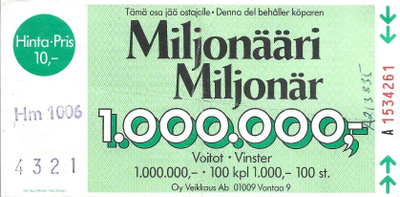 Miljonääriarpa, Oy Veikkaus Ab