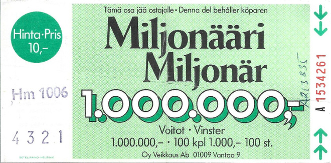 Miljonääriarpa, Oy Veikkaus Ab