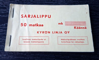 KYRÖN LINJA oy sarjalippu 50 matkaa keräilyyn bussi onnikka